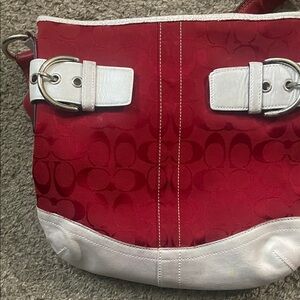 Coach Red and White Shoulder Bag